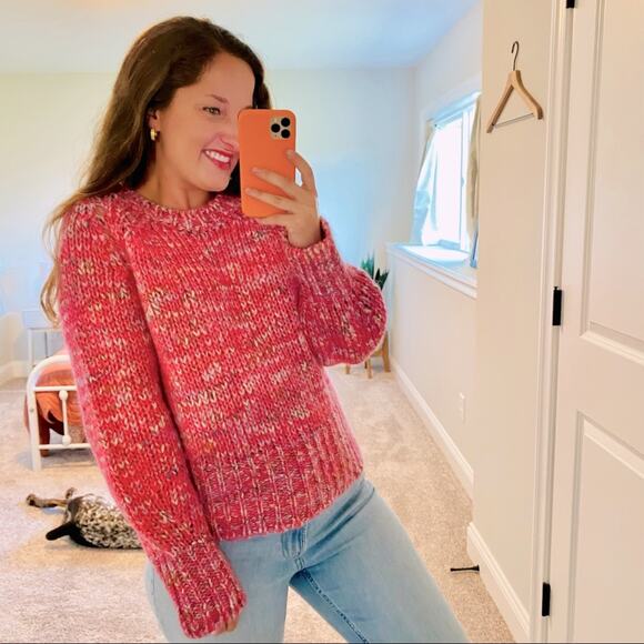 MUNTHE Pink Chunky Marled Sweater 36 Small